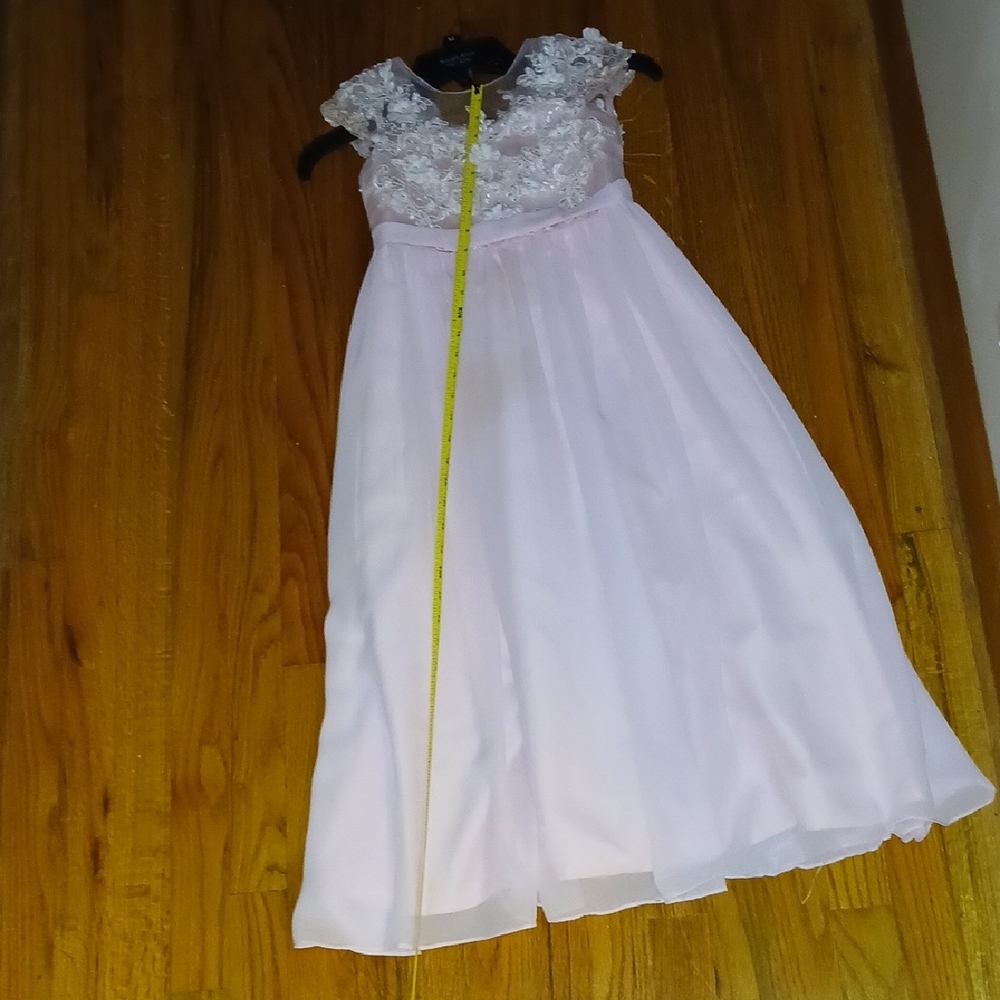 Elegant Pink Lace Kids Dress Size 6x (39 Inches) Top To Bottom Little Girls Dres - Picture 2 of 8